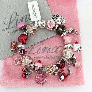 Linx Snake Chain Bracelet with Baking and Sweets Themed Charms